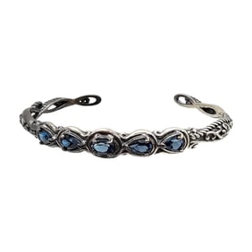 Carolyn Pollack Relios Southwestern Tourmaline Sterling Silver Cuff Bracelet 15.7 G