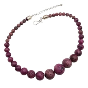 Jay King Mine Finds Grape Agate Sterling Silver Graduated Bead Necklace 91.1 G