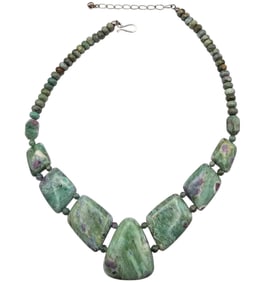Jay King Mine Finds Natural Ruby Fuchsite Sterling Silver Necklace 94.1 G