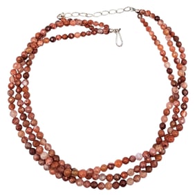 Jay King Mine Finds Carnelian Agate 3 Strand Sterling Silver Necklace 63.5 G