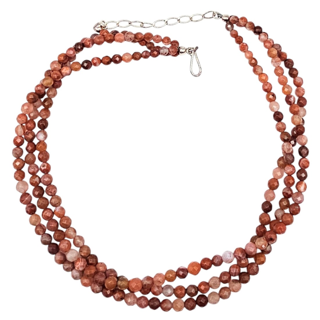 Jay King Mine Finds Carnelian Agate 3 Strand Sterling Silver Necklace 63.5 G (1 of 3)