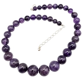 Jay King Mine Finds Graduated Grape Amethyst Sterling Silver Necklace 135.8 G