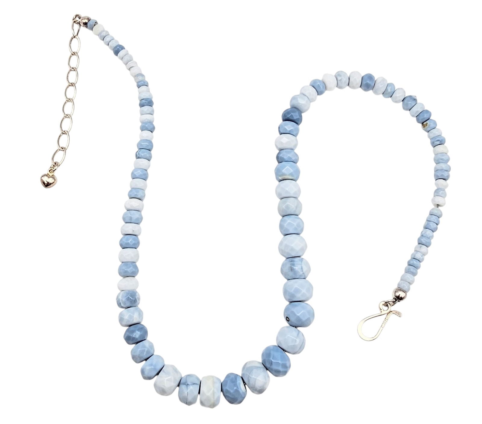 Jay King Mine Finds Cushion Cut Blue Opal Sterling Silver Graduated Bead Necklace 36.2 G: Jay King Mine Finds Cushion Cut Blue Opal Sterling Silver Graduated Bead Necklace 36.2 G