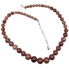 Jay King Mine Finds Strawberry Quartz Sterling Silver Graduated Bead Necklace 81.8 G