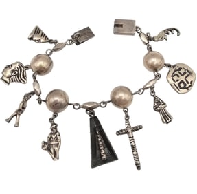 900 Silver Guatemala Charm Bracelet 45 G
