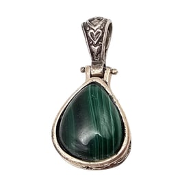 ATI Mexico Malachite Sterling Silver Pendant 8.9 G