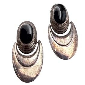 NF Onyx Sterling Silver Dangle Earrings 9.5 G