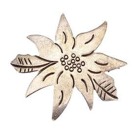 Mexico TV-?? Sterling Silver Poinsettia Flower Brooch 11.2 G
