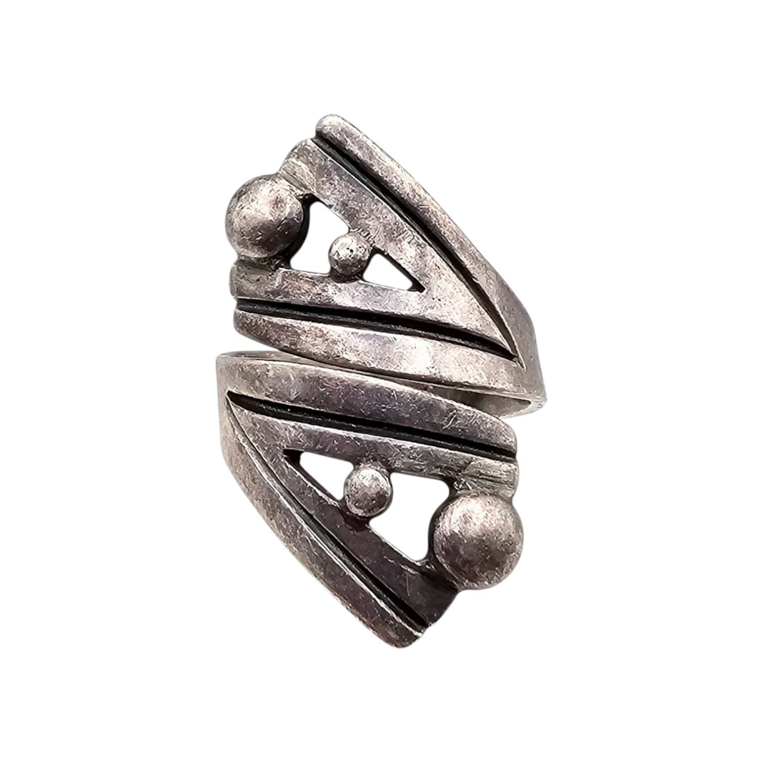 AAR Mexico Sterling Silver Dot Design Wrap Ring Size 5.75 8.1 G (1 of 4)