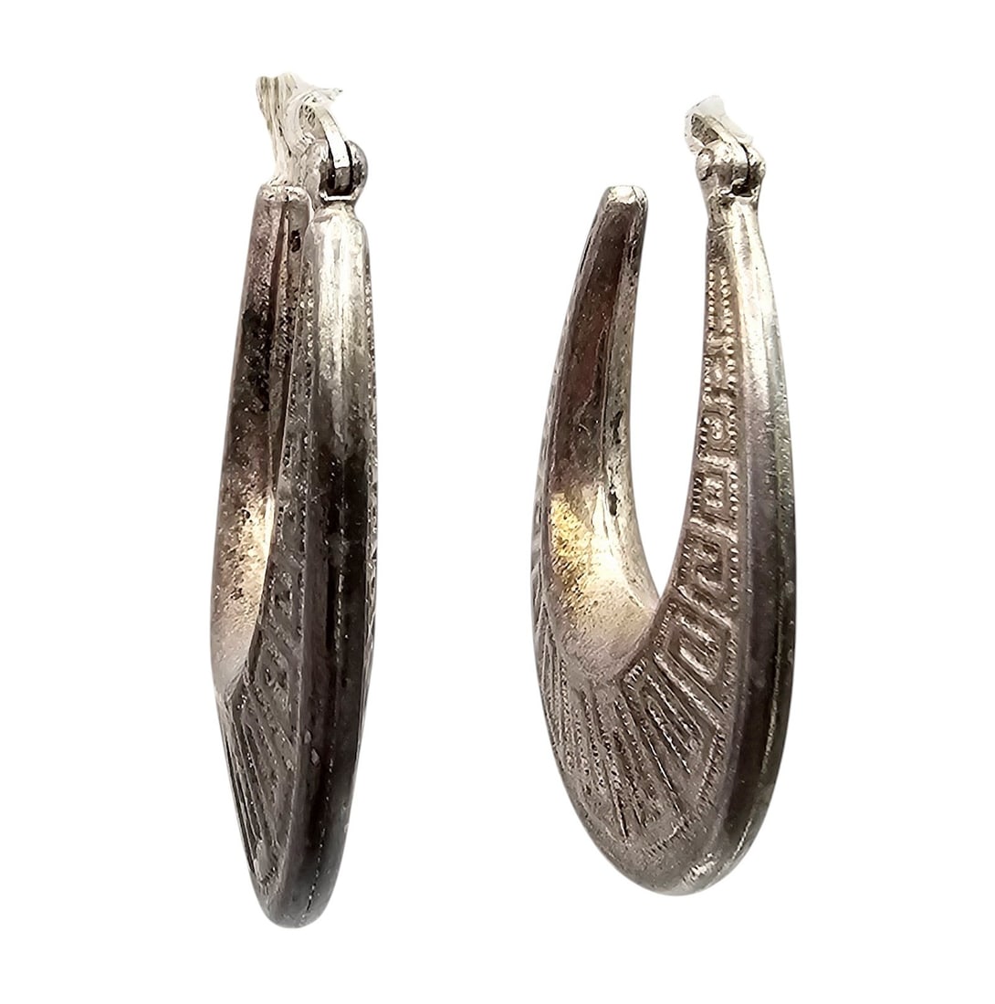 Sterling Silver Hollow Form Geometric Hoop Earrings 4.2 G (1 of 4)