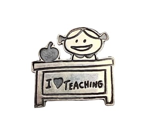 EFS Mexico Sterling Children I Love Teaching Brooch 7.5 G