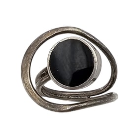 Mexico TC-1?? Onyx Sterling Silver Ring Size 4 3.9 G