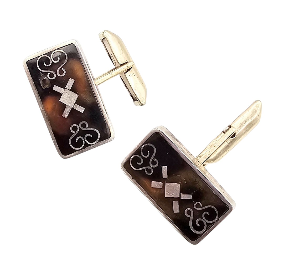 CGB Mexico Shell Sterling Silver Cufflinks 10.5 G (1 of 4)