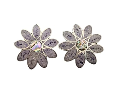 Alpaca Abalone Flower Earrings 5.8 G