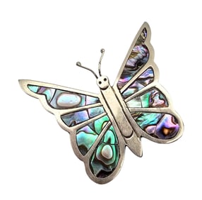 Mexico Alpaca Abalone Butterfly Brooch 13.3 G