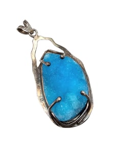 Mexico Enhanced Druzy Sterling Silver Pendant 29.2 G