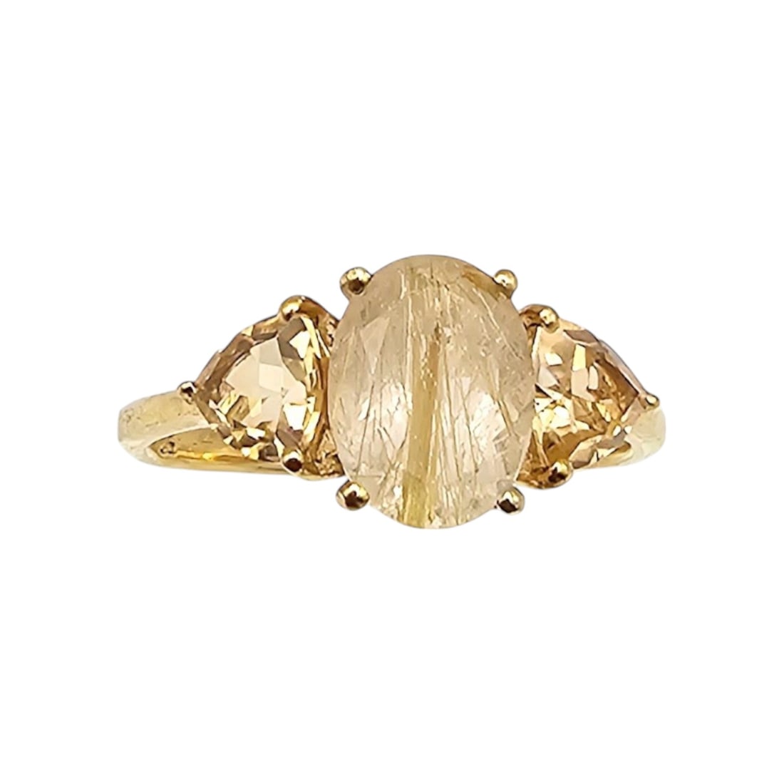 SAS Topaz Tourmalinated Quartz Gold Over Sterling Silver Cocktail Ring Size 7.75 2.3 G (1 of 4)