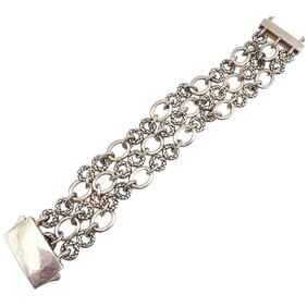 Michael Dawkins Sterling Silver Circles Link Bracelet 76.4 G