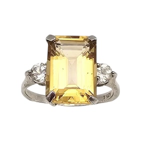 Lab Citrine Sterling Silver Cocktail Ring Size 9.75 4.6 G