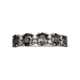 D'Joy Diamond Sapphire Sterling Silver Cocktail Ring Size 9.25 3.2 G