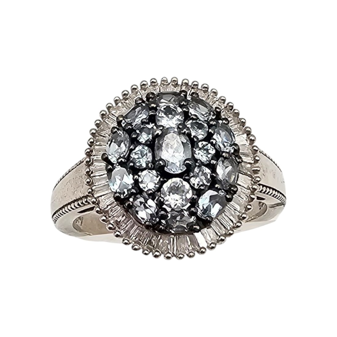 D'Joy Topaz Diamond Sterling Silver Cocktail Ring Size 8.5 5.4 G (1 of 4)