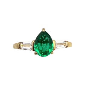 STS Emerald Gold Over Sterling Silver Cocktail Ring Size 6.75 2.2 G