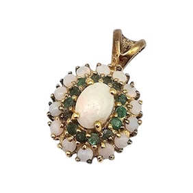 F Opal Green Stone Gold Over Sterling Silver Pendant 3.6 G