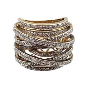 A Diamond Gold Over Sterling Silver Cocktail Ring Size 6.5 13.9 G