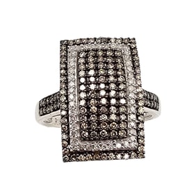 D'Joy Diamond Sterling Silver Cocktail Ring Size 9.5 5.7 G