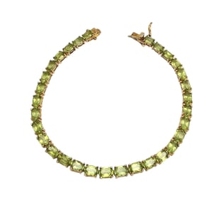 Peridot Gold Over Sterling Silver Tennis Bracelet 12.2 G