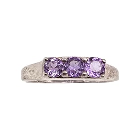 CL Amethyst Sterling Silver Cocktail Ring Size 7.5 2.6 G