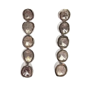 Diamond Sterling Silver Dangle Earrings 4.9 G