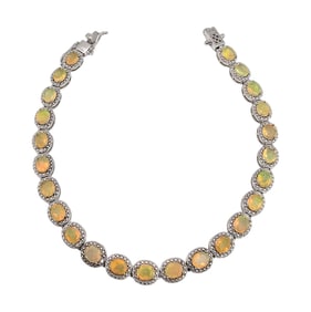 BBJ Opal Clear Stone Sterling Silver Tennis Bracelet 16.3 G