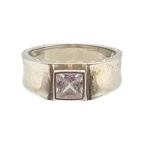 YGI Clear Stone Sterling Silver Cocktail Ring Size 8.25 4.7 G