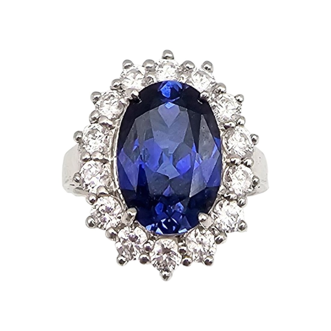 SSJ Sapphire Sterling Silver Cocktail Ring Size 8.25 6.7 G: SSJ Sapphire Sterling Silver Cocktail Ring Size 8.25 6.7 G