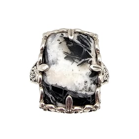 D'Joy Dendritic Opal Sterling Silver Ring Size 10 10.7 G