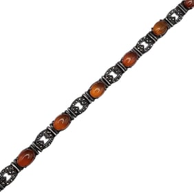 JJ Amber Marcasite Sterling Silver Bracelet 16.7 G