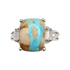 STS Turquoise Sterling Silver Ring Size 7.75 3.8 G