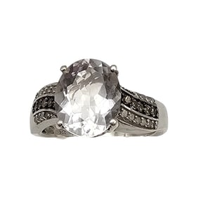D'Joy Clear Stone Sterling Silver Cocktail Ring Size 7.5 4.8 G