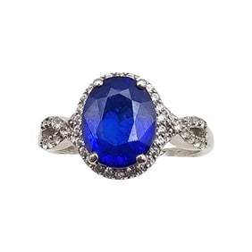 D'Joy Lab Sapphire Sterling Silver Cocktail Ring Size 8.25 4.1 G