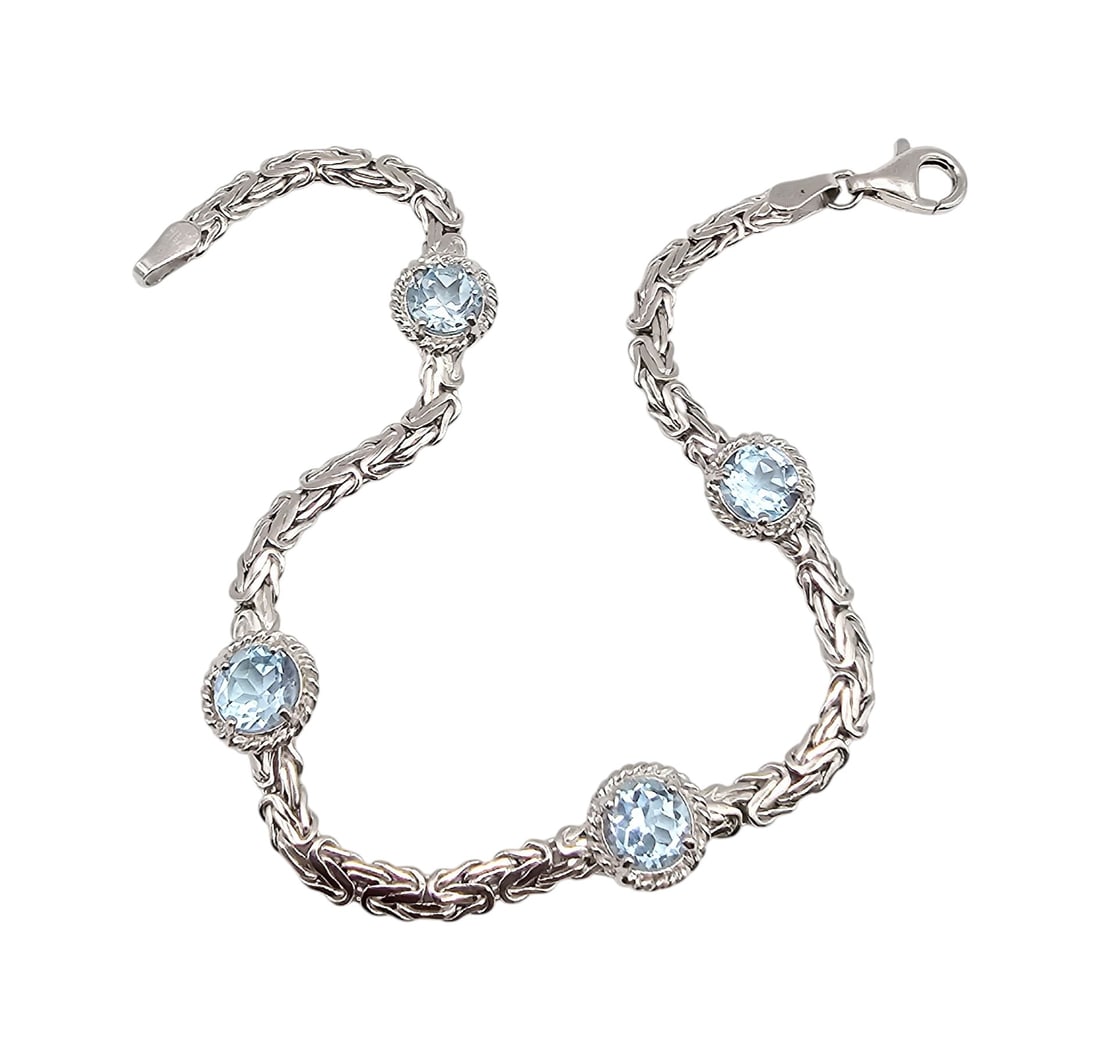 AK Turkey Topaz Sterling Silver Bracelet 9.7 G: AK Turkey Topaz Sterling Silver Bracelet 9.7 G