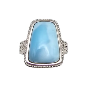 JZ Larimar Sterling Silver Ring Size 6.5 8.3 G