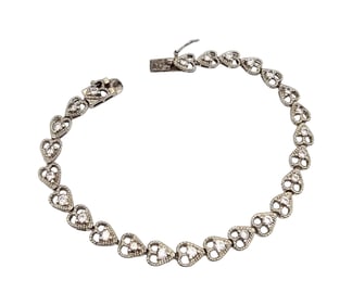 Ross Simons Cubic Zirconia Sterling Silver Heart Tennis Bracelet 13 G