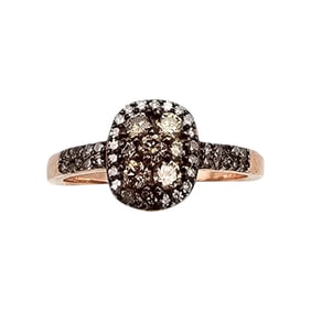 D'Joy Champagne Diamond Rose Gold Over Sterling Silver Cocktail Ring Size 6.75 2.5 G
