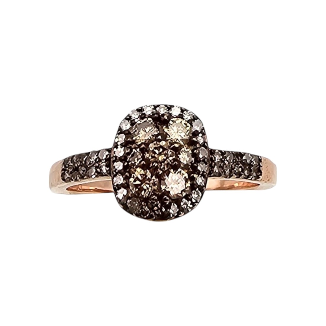 D'Joy Champagne Diamond Rose Gold Over Sterling Silver Cocktail Ring Size 6.75 2.5 G (1 of 4)