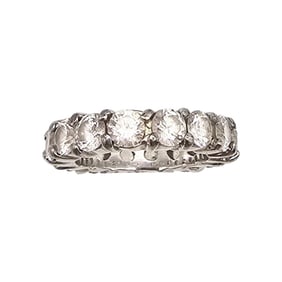 Rhinestone Sterling Silver Eternity Ring Size 5 5.9 G