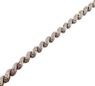 Ross Simons Diamond Sterling Silver Two-Tone Tennis Bracelet 11.7 G