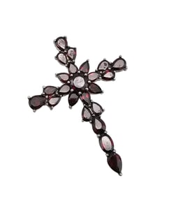 Garnet Sterling Silver Cross Pendant 11 G