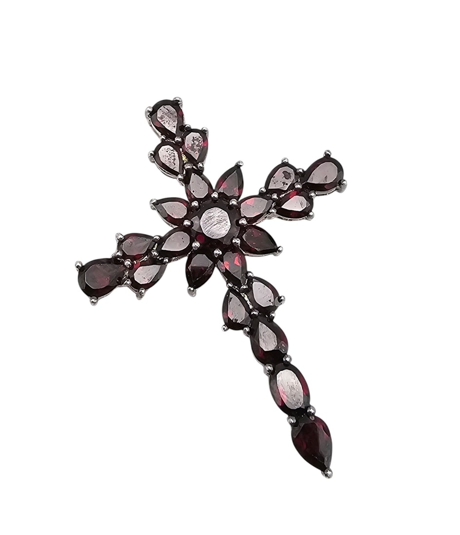 Garnet Sterling Silver Cross Pendant 11 G (1 of 4)