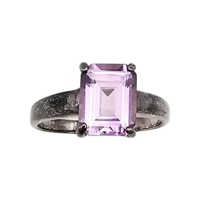 C^A Canada Amethyst Sterling Silver Cocktail Ring Size 10.5 5.3 G